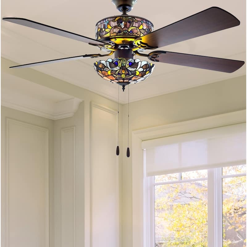 Copper Grove Guasipati 52-inch Tiffany-style Magna Carta Ceiling Fan - 52"L x 52"W x 16.5