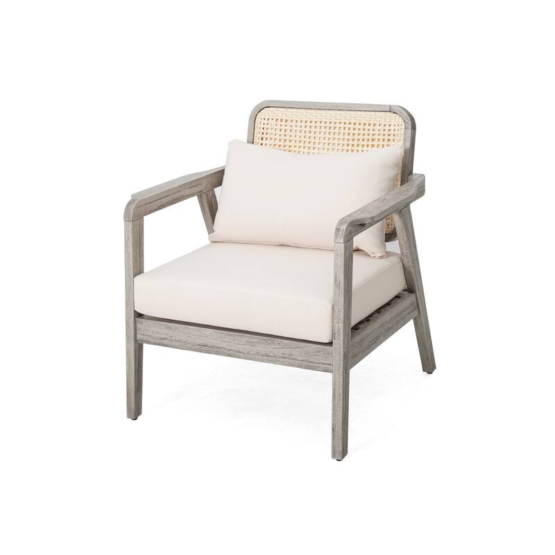 Outdoor Acacia Wood Patio Club Chair, Patio Furniture,Waterproof Thick Cushion Deep Seating for Porch, Garden, Backyard