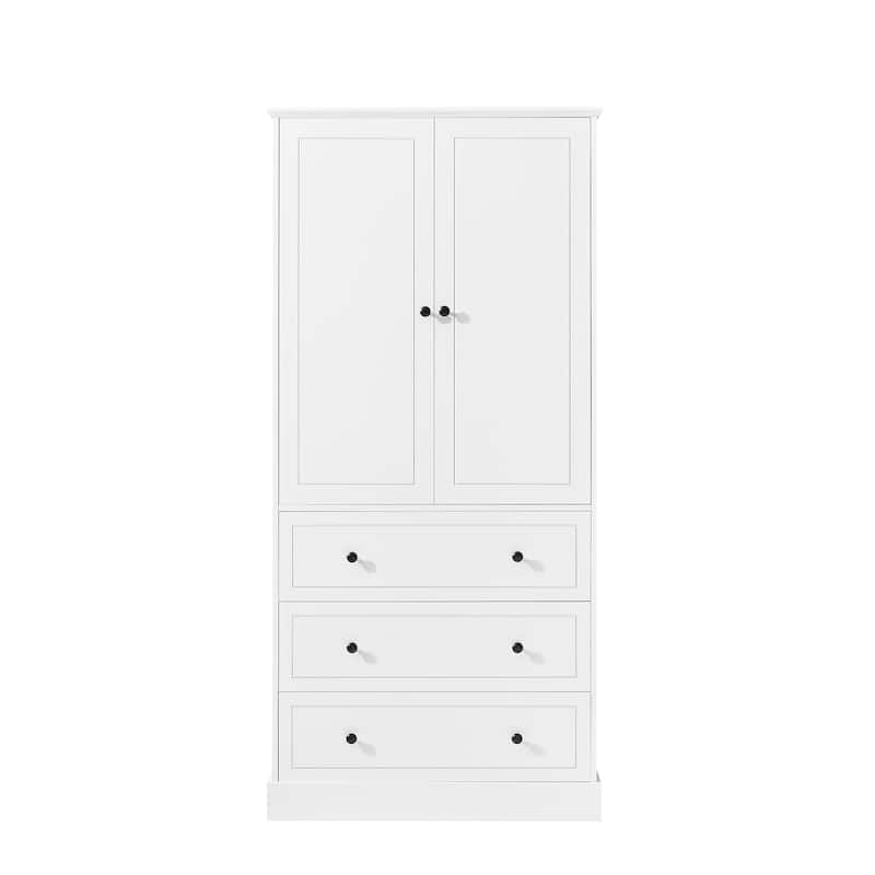 Freestanding Bathroom Storage Cabinet with Doors & 3 Large Drawers, Adjustable Shelves