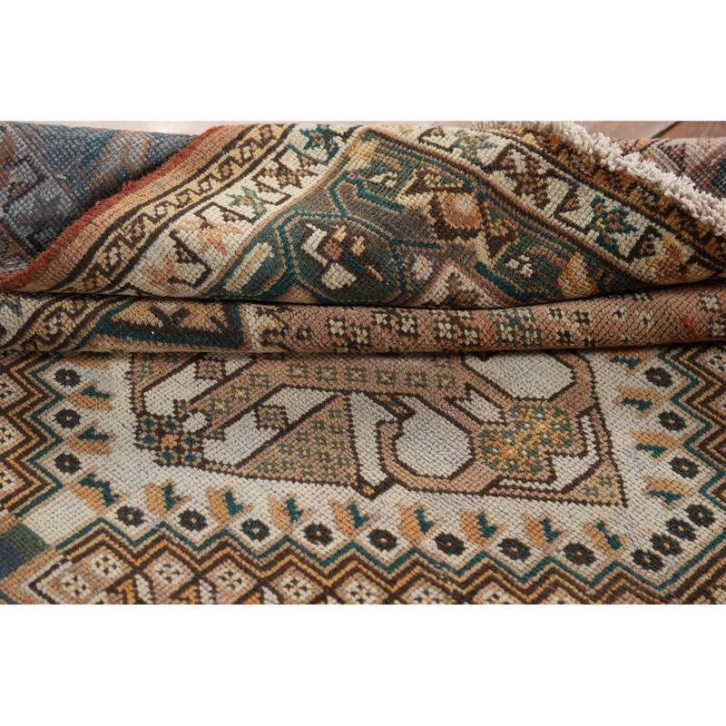 Geometric Bakhtiari Persian Vintage Rug Handmade Wool Carpet - 5'3" x 10'0"