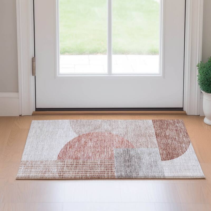 Premium Washable Super Soft Modern Deco Mayfield Rug - Copper - 1' 8" x 2' 6" - Rectangle