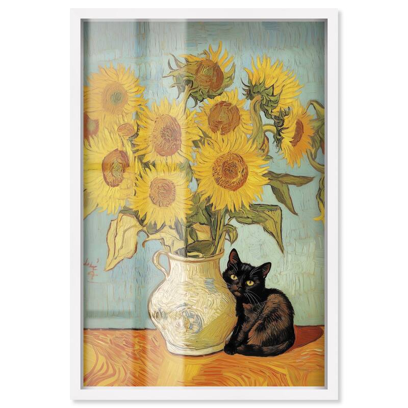 Sunflower Kitten Shadowbox by Art Remedy - White - 24" x 36"