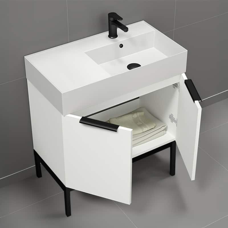 Nameeks Derin-3217-C-R Derin 32" Free Standing Single Basin Vanity Set