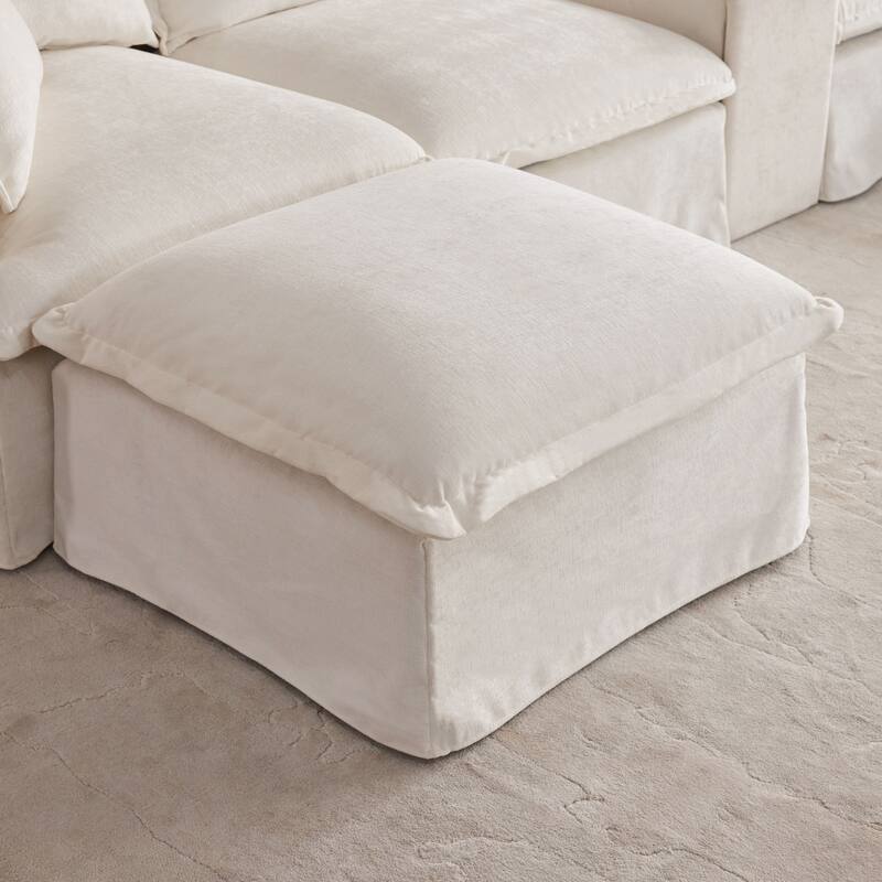 U Shaped Modular Sectional Sofa w/Ottoman, Console, Cup Holder, USB