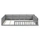preview thumbnail 8 of 42, Full Size Montessori Floor Bed with Platform Guardrail & Upholstered Pillow, Gray Floor-Bed-Frame for Toddlers, Children Bedroom