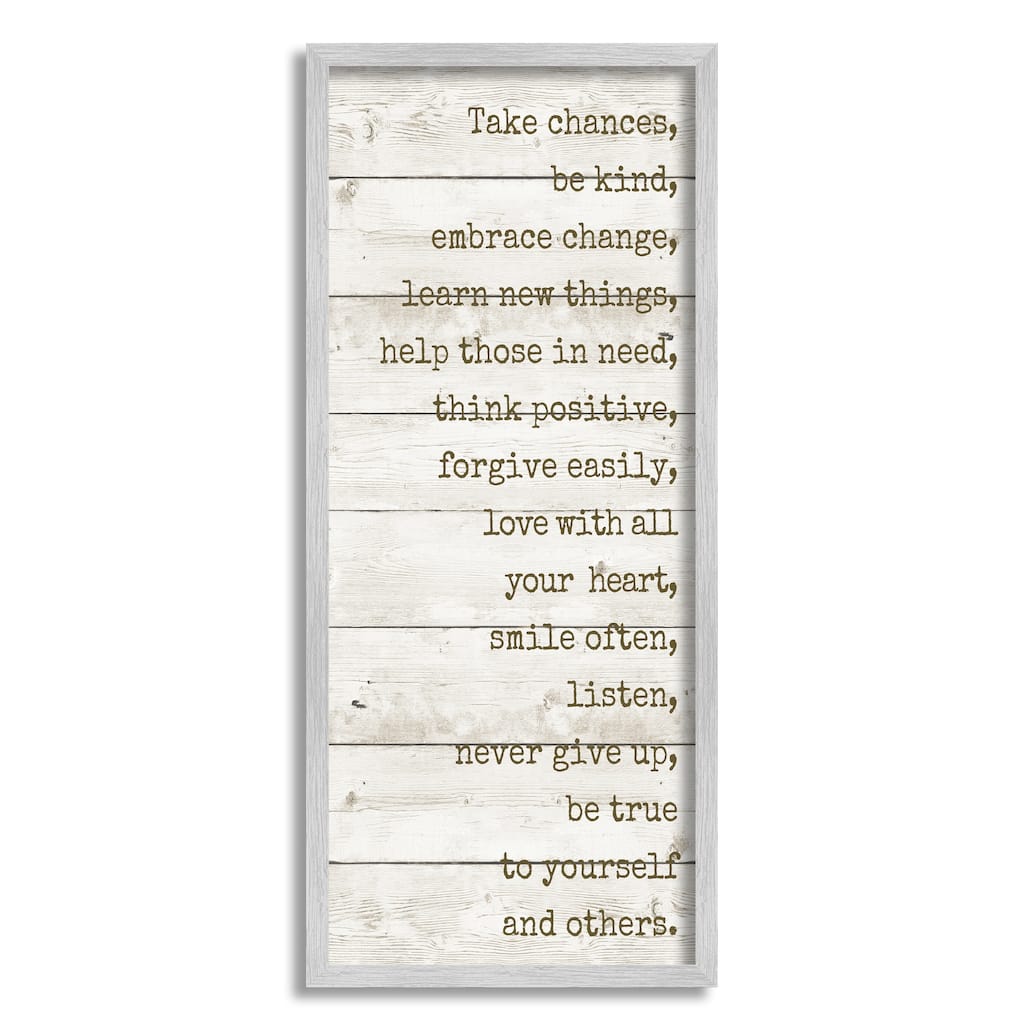 Take Chances Family Home Inspirational Word Textured Wood Design Framed Wall Art