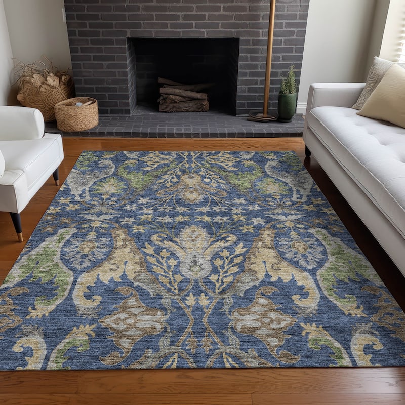 Machine Washable Indoor/ Outdoor Traditional Craftsman Chantille Rug