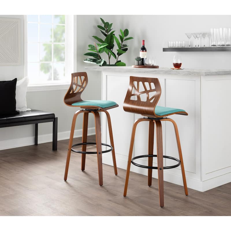 Carson Carrington Sala 30" Fixed-Height Bar Stool with Bent Wood Legs & Round Footrest (Set of 2)