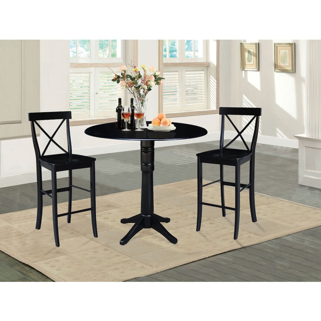 42" Round Pedestal Bar Height Table with 2 Bar Height Stools