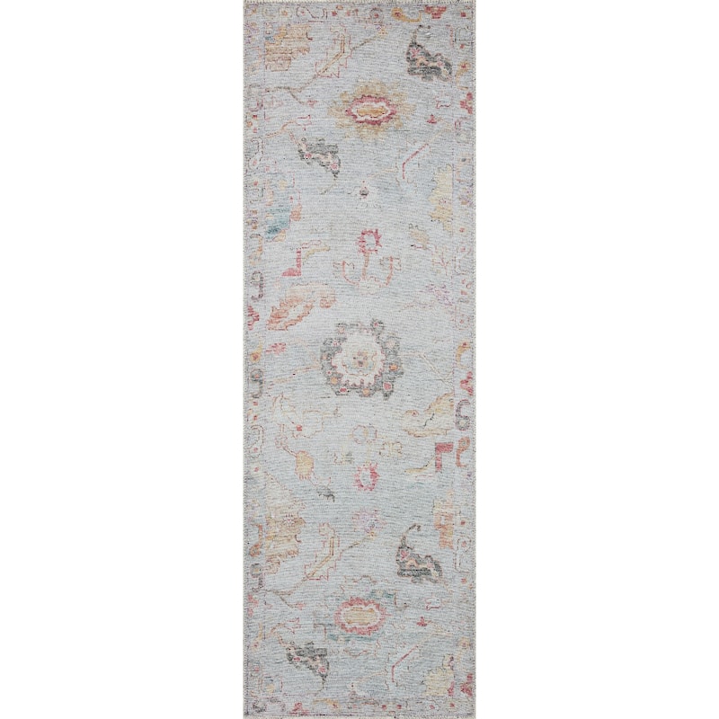 Alexander Home Ellie Shabby Chic Botanical Printed Area Rug - 2' 6" x 7' 6" - Silver / Blue / Terracota - Runner
