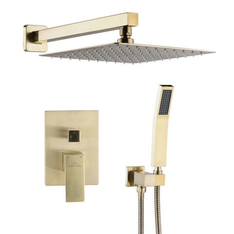 CLihome 10" Square Rainfall Shower head and Handheld Shower Head Set