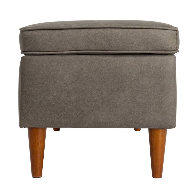 Atley Upholstered Bench with Storage and Solid Wood Legs