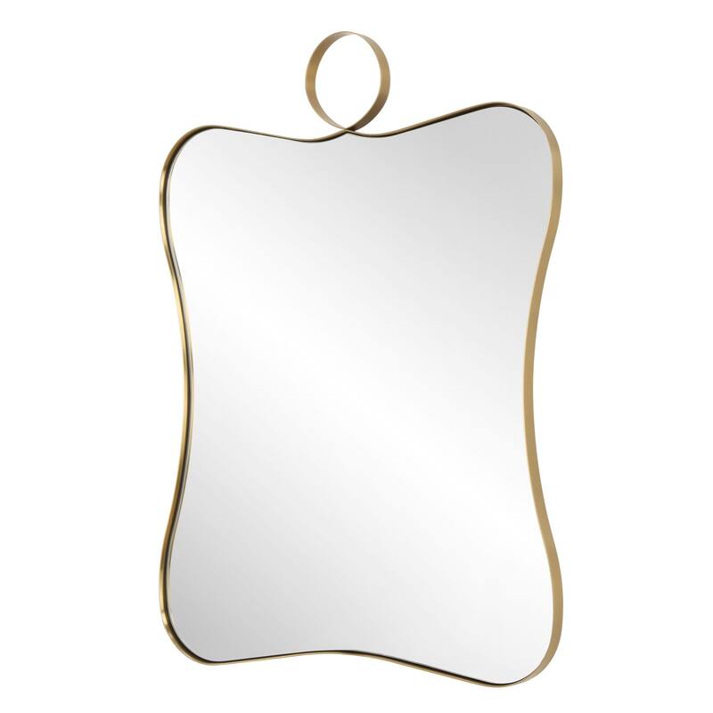 Curved Silhouette Framed Vanity Mirror 33" Antique Brass Finish