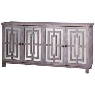 Harp & Finial Abbott 4-Door Gray Wash Beveled Mirror Sideboard