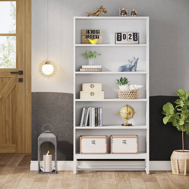 Tall Bookcase Black Bookshelf, 70.8 Inches Large Bookcases Organizer