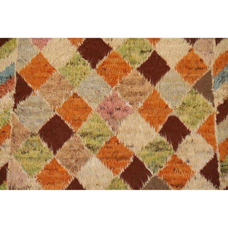 Hand Knotted Oriental 100% Wool Carpet Modern Geometric Oranges & Rust Moroccan Area Rug - 6' 4'' X 5' 2''
