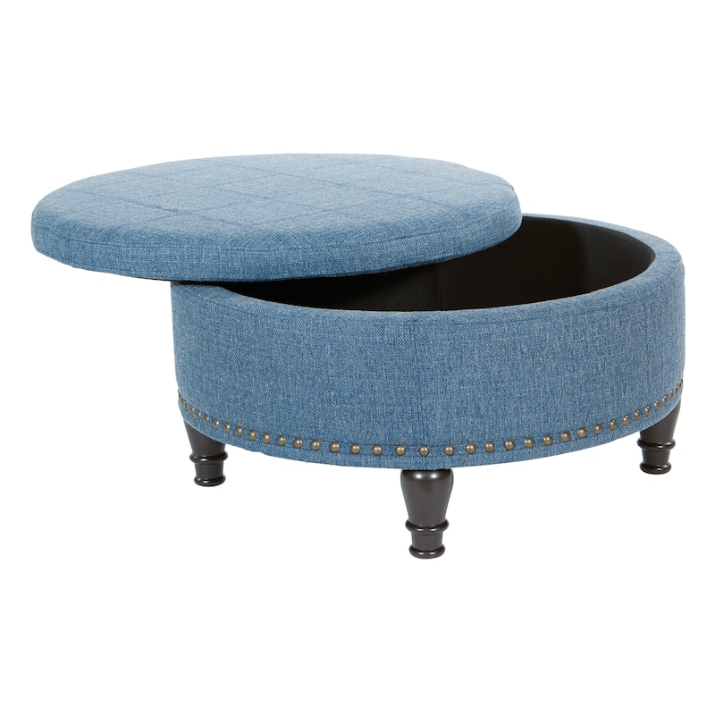 Copper Grove Strawflower Round Storage Ottoman