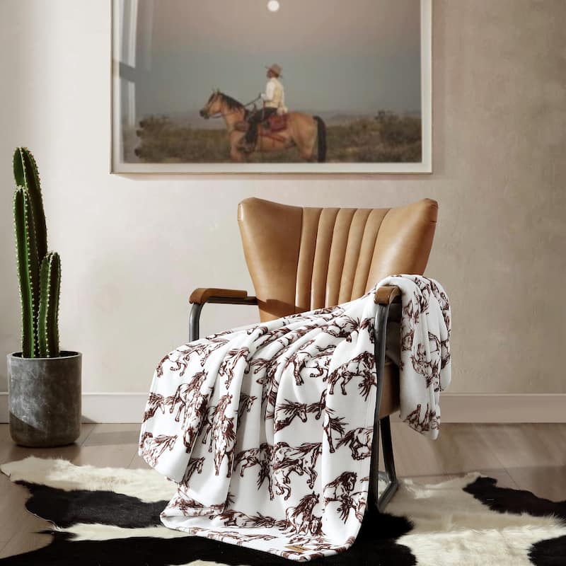 Wrangler Printed Ultra Soft Plush Fleece Throw Blanket.