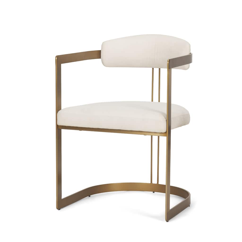 Hollyfield II Cream Fabric Seat W/ Gold Iron Frame Dining Chair - 20.4"W x 21.2"D x 29.5"H