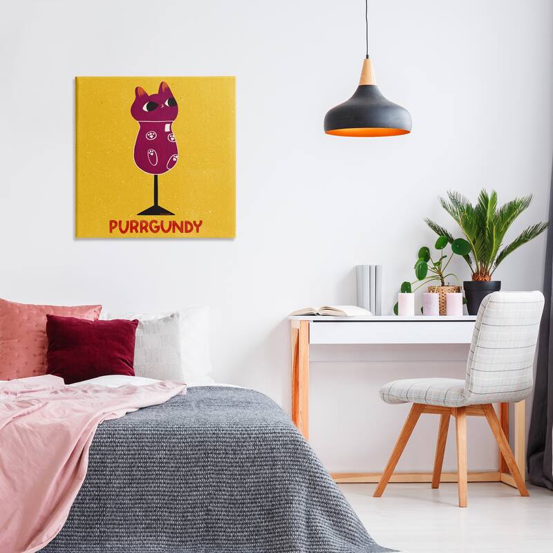 Stupell Purrgundy Cat Wine Canvas Wall Art Design By Carrie Cantwell