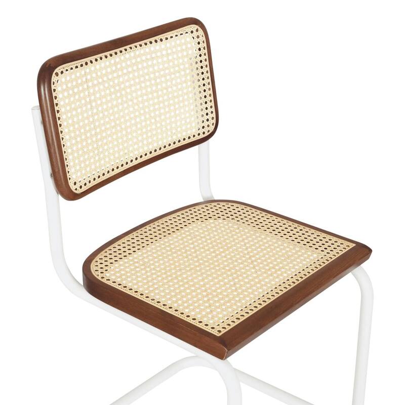 Breuer Chair Company Marcel Breuer Cesca Cane Cantilever Side Chair w/ White Steel Frame (Various Wood & Cane Colors)