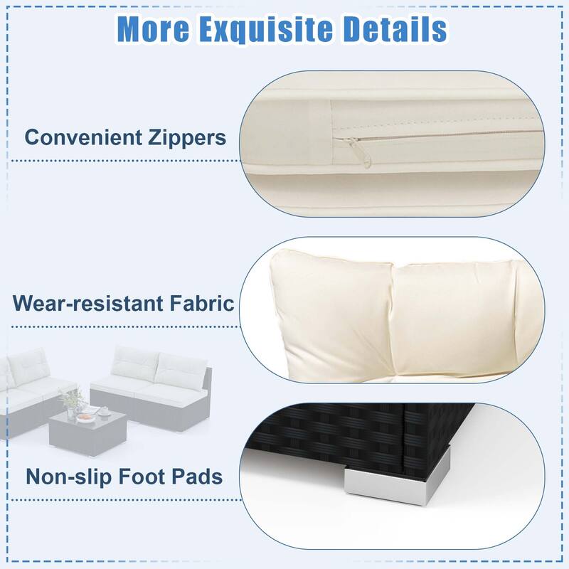 5 PCS Patio Furniture Set Outdoor Wicker Conversation Set w/ Cushions