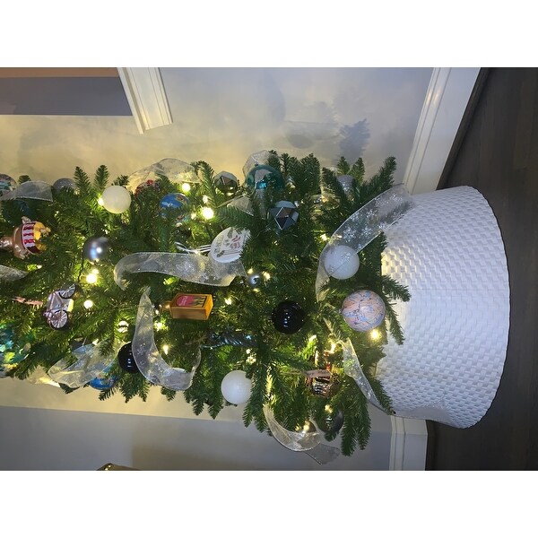 Shop Holiday Decorative Durable Plastic Woven Wicker Christmas Tree Skirt Collar White Overstock 25692999
