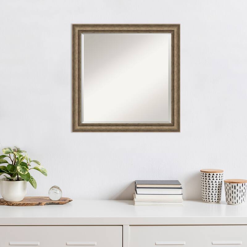 Angled Beveled Wood Framed Wall Mirror