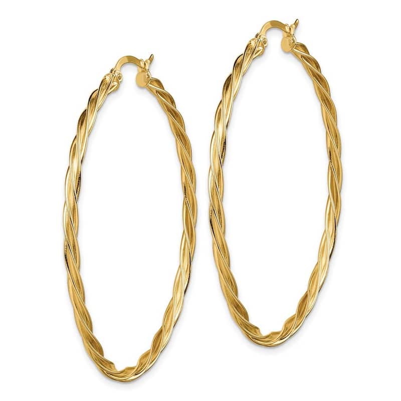 Curata 14k Yellow Gold Lightweight 51x2.5mm Polished Large Hoop Earrings