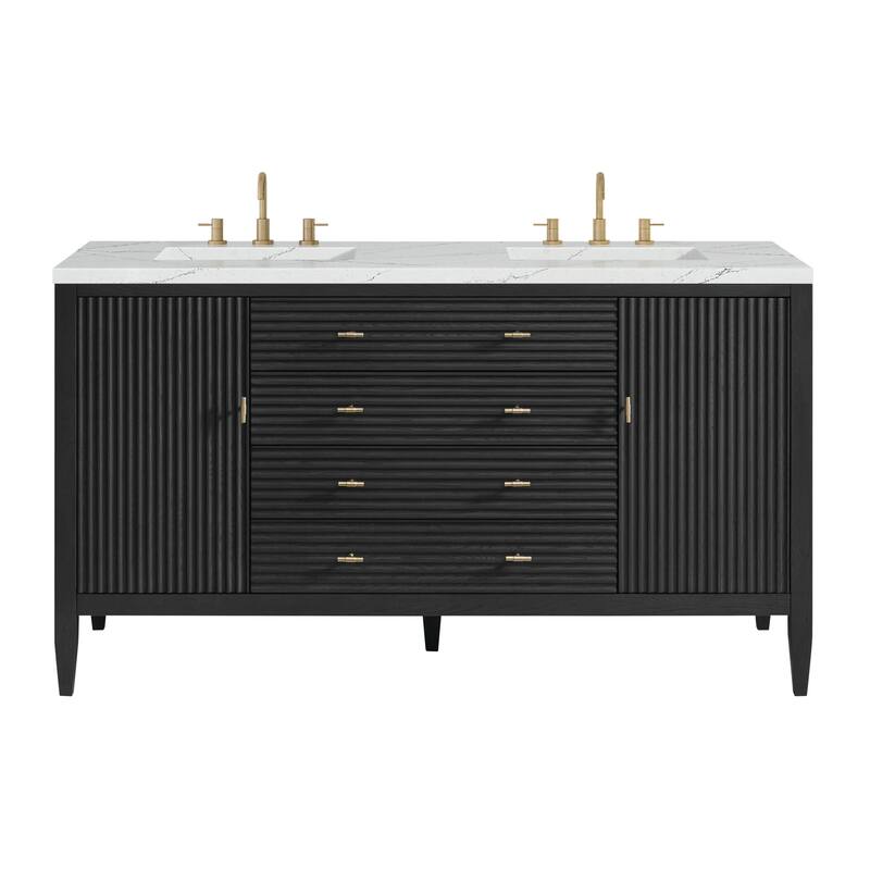 James Martin Vanities 485-V60D-3ENC Myrrin 60" Double Basin Wood - Carbon Oak - Oak Finish
