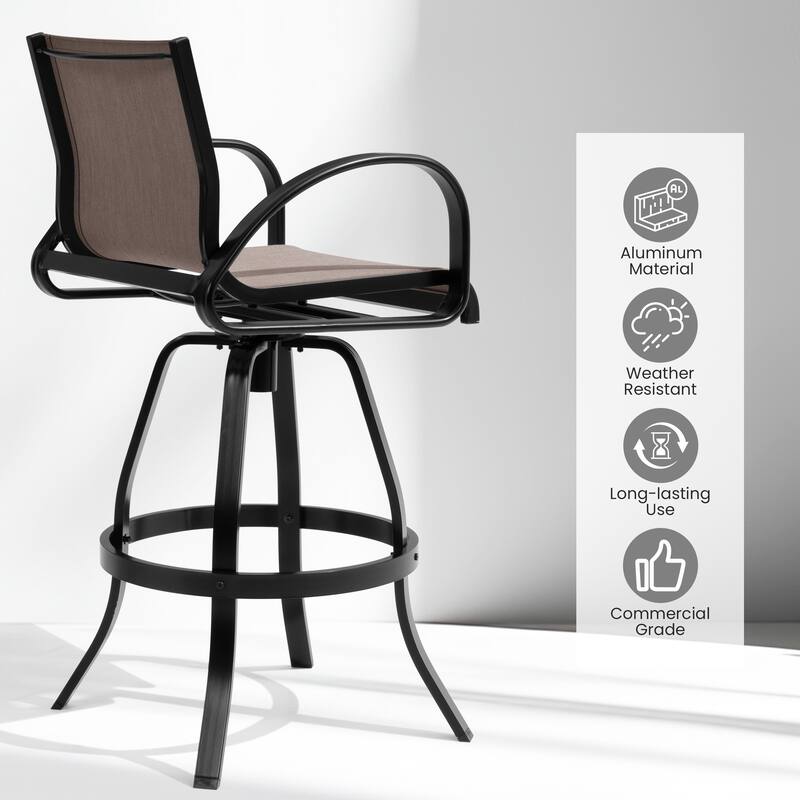 Crestlive Products Outdoor Patio All-weather Aluminum Swivel Bar Stools Sunbrella