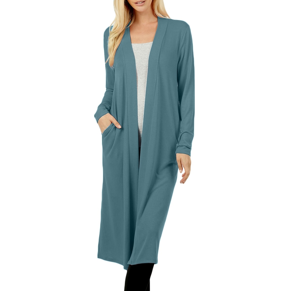 teal long cardigan