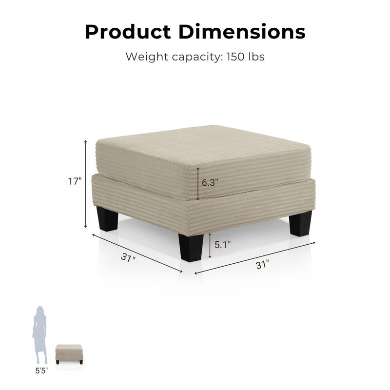 Furniture of America Xenia Modern 3-Piece Chenille Sofa and Ottoman Set