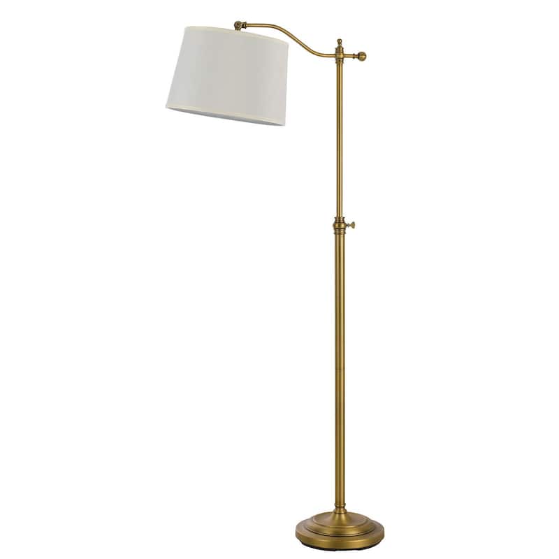 HomeRoots 63" Bronze Adjustable Height Swing Arm Floor Lamp With White Fabric Shade - 28