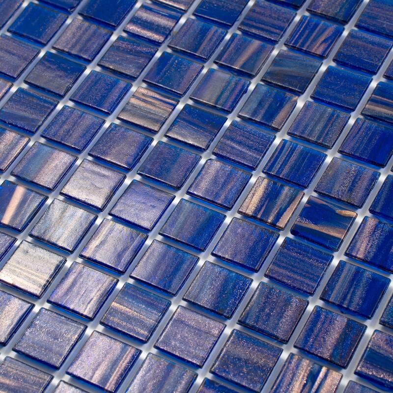 Apollo tile 12" x 12" Celestial Glossy Royal Blue Gold Glass Tile (20 sq ft/case) - 20 Pack