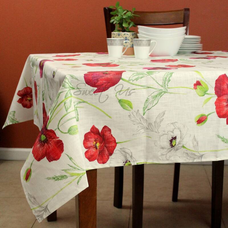 Vannes Poppy Wipeable Acrylic Coated Tablecloth Spill Resistant