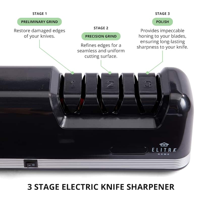 Elitra Home Professional Electric Knife Sharpener Black - 9.85"L x 3.55"W