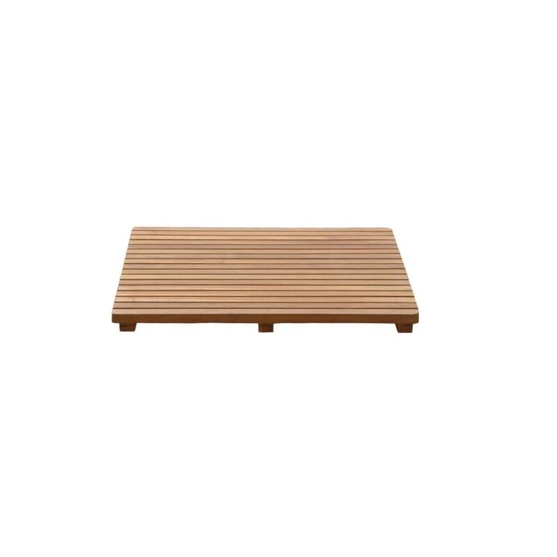 HomeRoots Natural Teak 24" Square Shower Mat