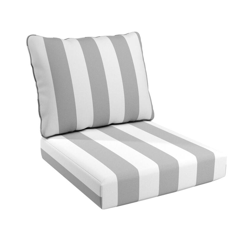 California Umbrella Outdoor Deep Seat Cushion Set, 24" x 48", 5.5" Thick Seat, Solstice Olefin Fabric - Grey - White