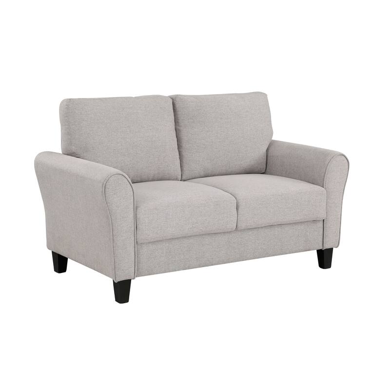 Textured Fabric Upholstered Loveseat Sofa, 2 Seater Sofa Couch with Cushions, Small Sofa with Solid Wood Frame