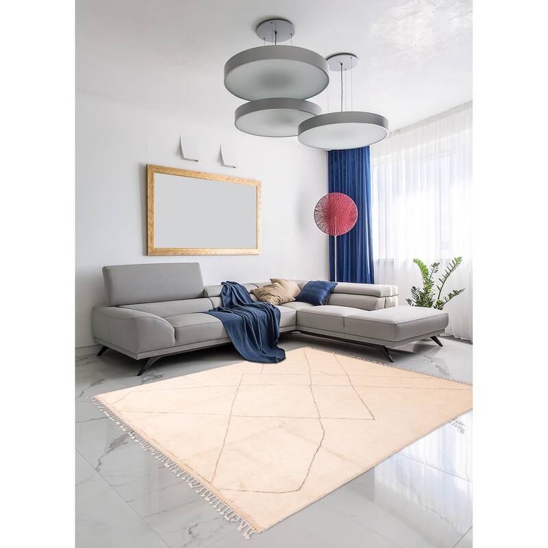 ECARPETGALLERY Hand-knotted Pak Finest Marrakesh Cream Wool Rug - 8'4 x 9'9