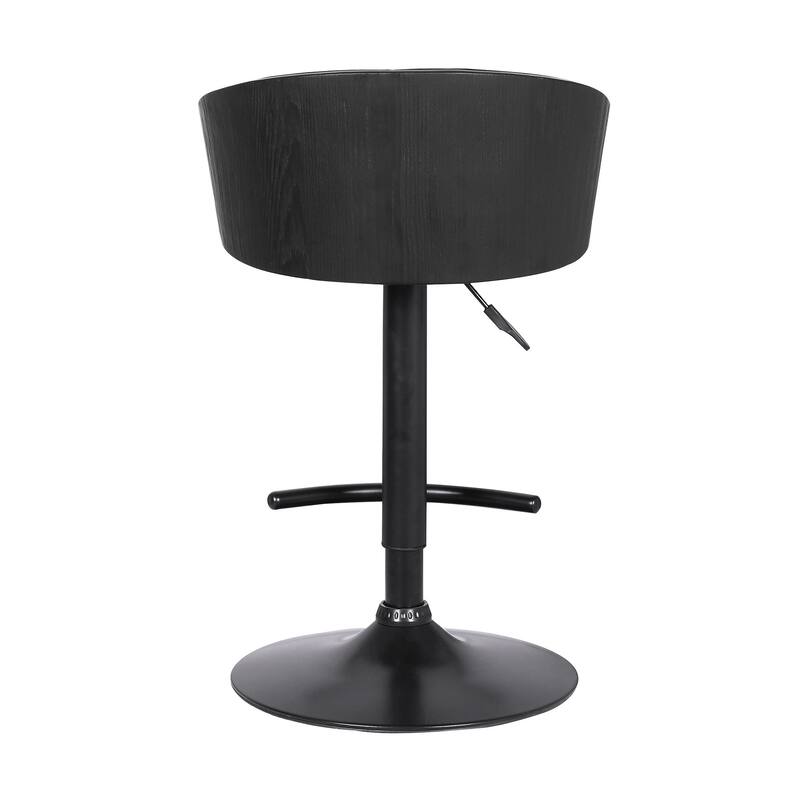 24" Adjustable Height Black Swivel Bar Stool with Footrest and Low Back Upholstered Seat - 40"H x 21"W x 19"D