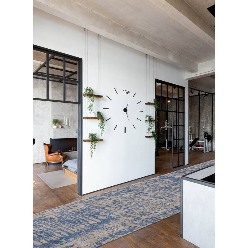 ECARPETGALLERY Hand-knotted Legacy Dark Blue Silk, Wool Rug - 2'5 x 12'3