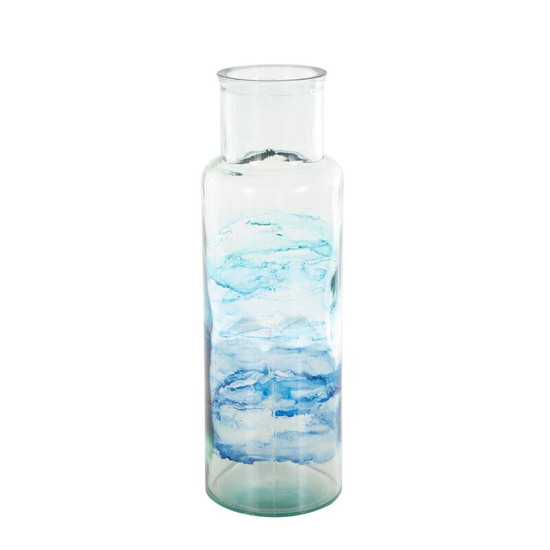 Blue Recycled Glass Ombre Abstract Vase