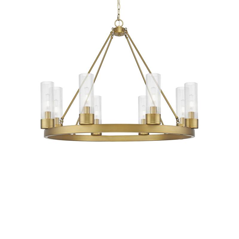 Innovations Lighting 617-8CR-28-36-8 Boreas Chandelier Boreas 8 Light - Brushed Brass / Striped Clear