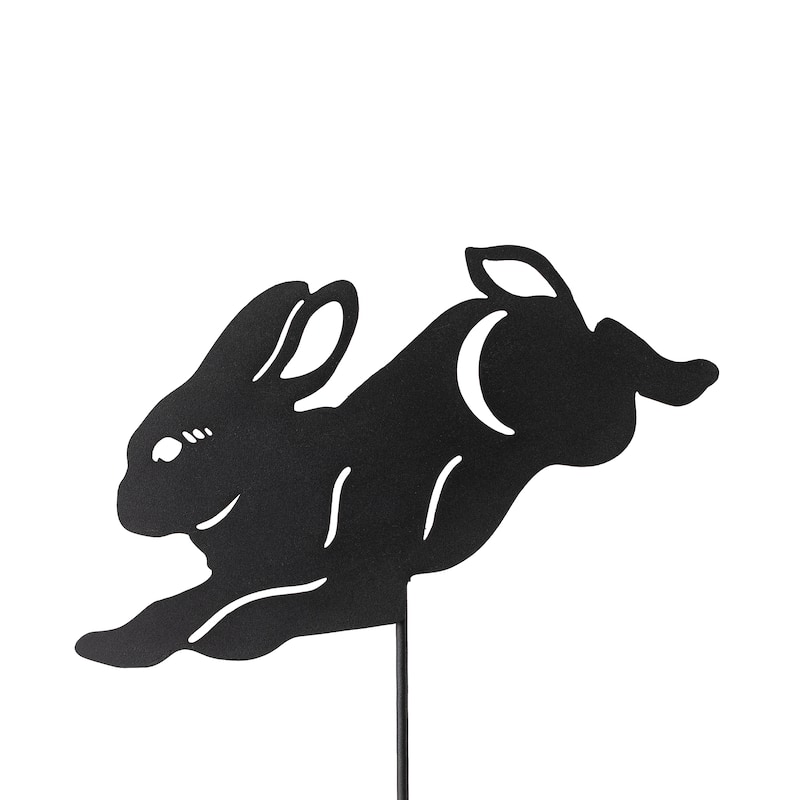 Glitzhome 2-in-1 Halloween Black Metal Rabbit Silhouette Yard Stakes Wall Decor (Set of 3)