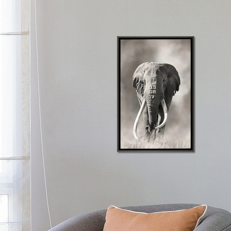 iCanvas "Giant Tusk Bull Elephant Emerges From The Dust Amboseli National Park" by Jane Rix Framed