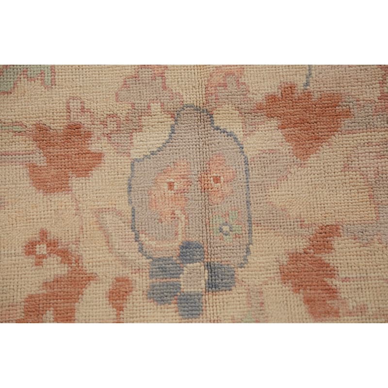 Hand Knotted Oriental 100% Wool Carpet Transitional Floral Beige & Ivories Oushak Area Rug - 7' 0'' X 4' 0''