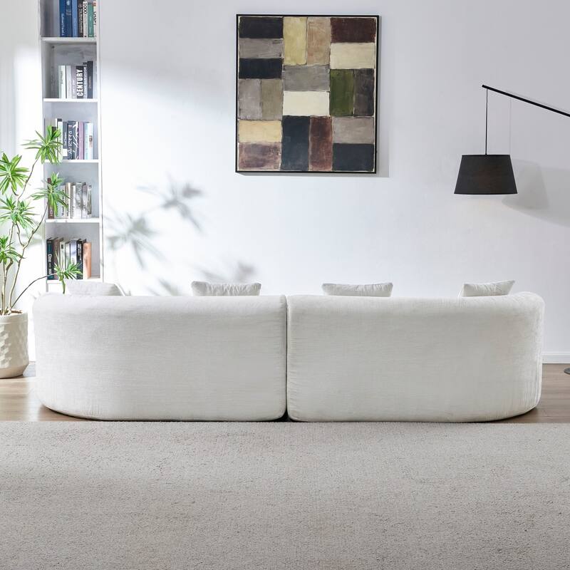 111.02" Curved Chenille Sectional Sofa, No Assembly Required