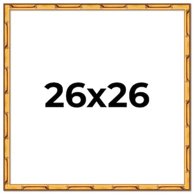 26x26 Frame Gold Bamboo Picture Frame - Modern Photo Frame Includes UV